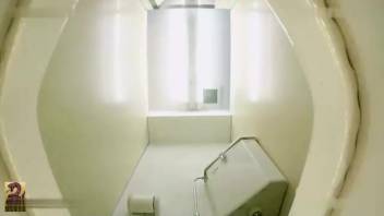 Asian female struggling to defecate 8
