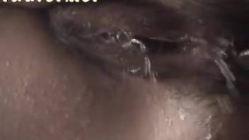 Female with bushy vagina urinating and defecating